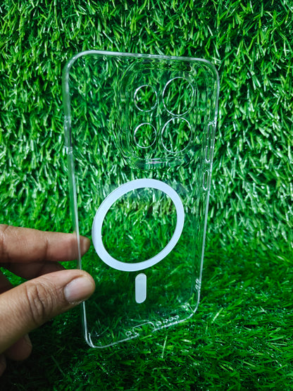 Oppo Reno 16C 5G / Oppo Reno16C 5G Anti Yellow Premium Quality Magsafe Crystal Clear Hard Plastic Back Cover Case