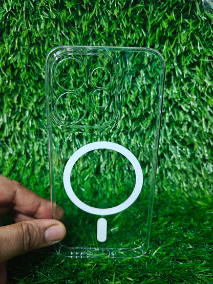 Oppo Reno 16 5G / Oppo Reno16 5G Anti Yellow Premium Quality Magsafe Crystal Clear Hard Plastic Back Cover Case
