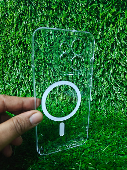 Oppo Reno 16 5G / Oppo Reno16 5G Anti Yellow Premium Quality Magsafe Crystal Clear Hard Plastic Back Cover Case