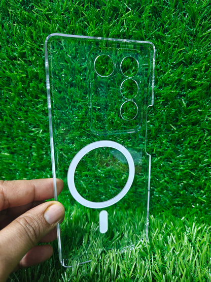 Vivo V27 & Vivo V27 Pro 5G Anti Yellow Premium Quality Magsafe Crystal Clear Hard Plastic Back Cover Case