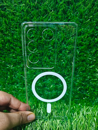 Vivo V27 & Vivo V27 Pro 5G Anti Yellow Premium Quality Magsafe Crystal Clear Hard Plastic Back Cover Case
