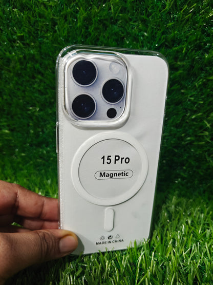 Apple iPhone 15 Pro Anti Yellow Premium Quality Magsafe Crystal Clear Hard Plastic Back Cover Case