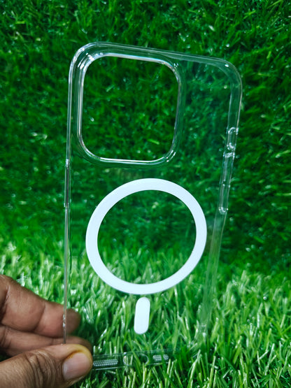 Apple iPhone 15 Pro Anti Yellow Premium Quality Magsafe Crystal Clear Hard Plastic Back Cover Case
