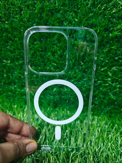 Apple iPhone 15 Pro Anti Yellow Premium Quality Magsafe Crystal Clear Hard Plastic Back Cover Case