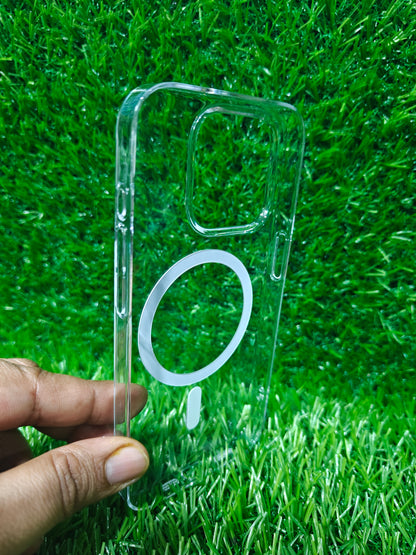 Apple iPhone 15 Pro Anti Yellow Premium Quality Magsafe Crystal Clear Hard Plastic Back Cover Case