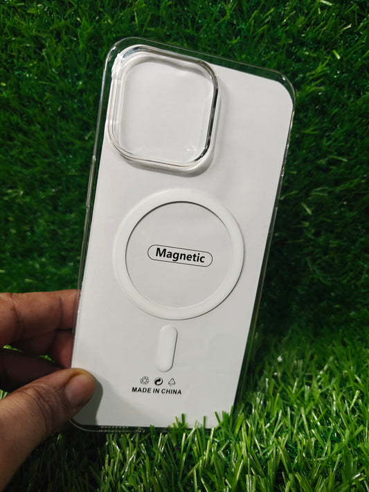 Apple iPhone 15 Pro Max Anti Yellow Premium Quality Magsafe Crystal Clear Hard Plastic Back Cover Case