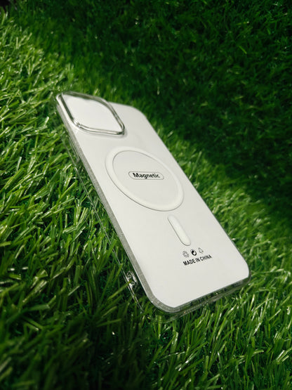 Apple iPhone 15 Pro Max Anti Yellow Premium Quality Magsafe Crystal Clear Hard Plastic Back Cover Case