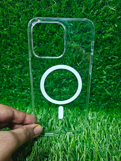 Apple iPhone 15 Pro Max Anti Yellow Premium Quality Magsafe Crystal Clear Hard Plastic Back Cover Case