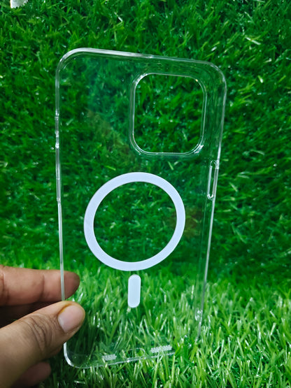 Apple iPhone 15 Pro Max Anti Yellow Premium Quality Magsafe Crystal Clear Hard Plastic Back Cover Case