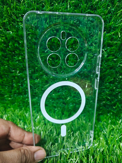 Realme 12 Plus 5G Anti Yellow Premium Quality Magsafe Crystal Clear Hard Plastic Back Cover Case
