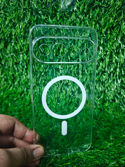 Google Pixel 11 Pro XL 5G Anti Yellow Premium Quality Magsafe Crystal Clear Hard Plastic Back Cover Case