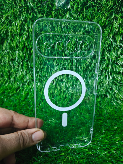 Google Pixel 11 Pro XL 5G Anti Yellow Premium Quality Magsafe Crystal Clear Hard Plastic Back Cover Case