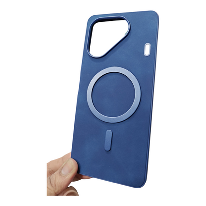 Tecno Pova 7 5G Magsafe Premium Quality Leather ( Side Soft, Back Hard ) Back Cover Case - Royal Star