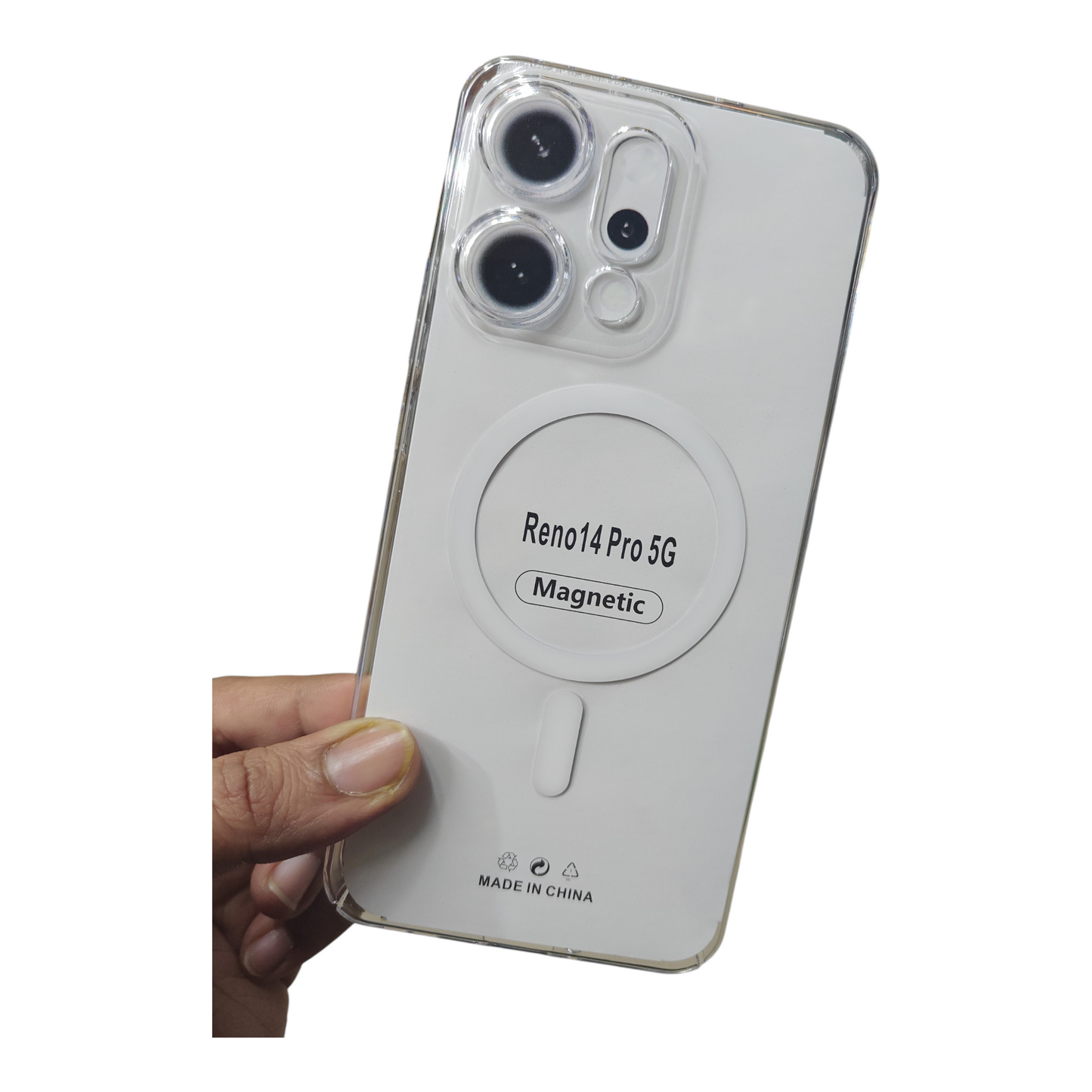 Oppo Reno 14 Pro 5G Anti Yellow Premium Quality Magsafe Crystal Clear Hard Plastic Back Cover Case - Royal Star