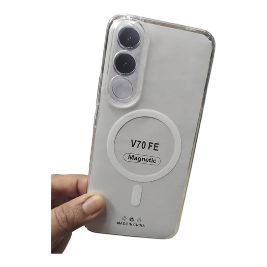 Vivo V70FE / V70 FE 5G Anti Yellow Premium Quality Magsafe Crystal Clear Hard Plastic Back Cover Case