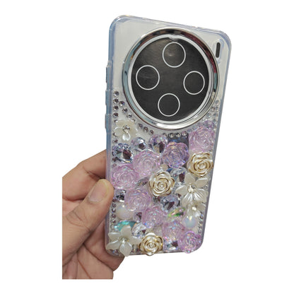 Vivo X200T 5G Girlish 3D Stone & Flower Back Cover Case