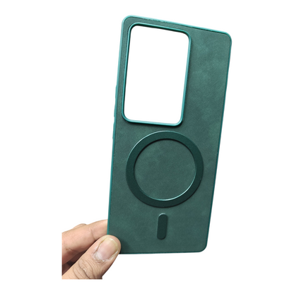 Vivo V29 / Vivo V29 Pro 5G Magsafe Premium Quality Leather ( Side Soft, Back Hard ) Back Cover Case
