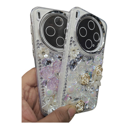 Vivo X300 5G Girlish 3D Stone & Flower Back Cover Case