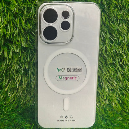 Oppo Reno 15 Pro Mini 5G Anti Yellow Premium Quality Magsafe Crystal Clear Hard Plastic Back Cover Case