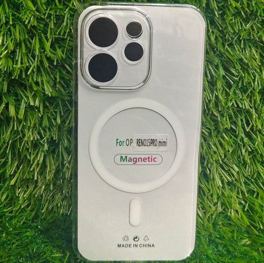 Oppo Reno 15 Pro Mini 5G Anti Yellow Premium Quality Magsafe Crystal Clear Hard Plastic Back Cover Case