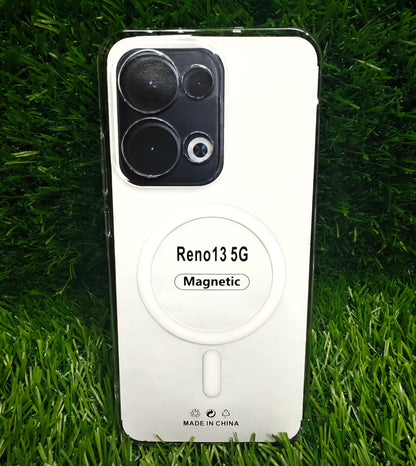 Oppo Reno 13 5G Anti Yellow Premium Quality Magsafe Crystal Clear Hard Plastic Back Cover Case - Royal Star