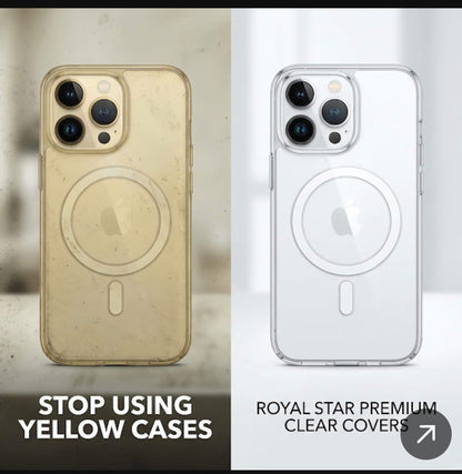 Apple iPhone 14 Pro Max Anti Yellow Premium Quality Magsafe Crystal Clear Hard Plastic Back Cover Case