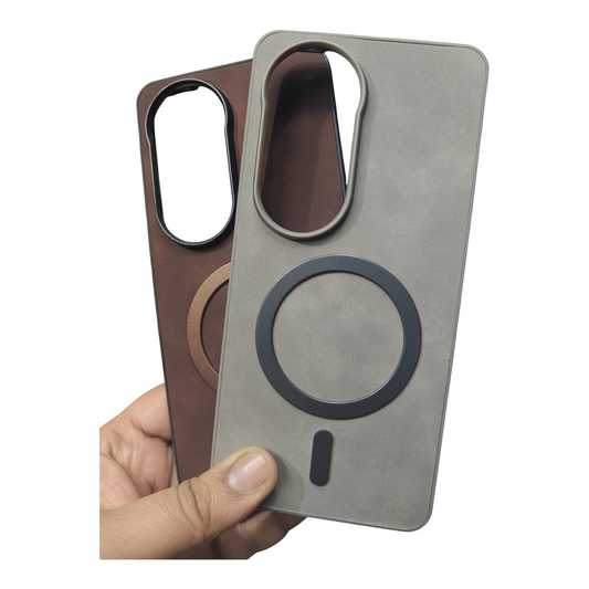 Vivo V50 / Vivo V50E / Vivo T4R / iQOO Z10R (5G) Magsafe Premium Quality Leather ( Side Soft, Back Hard ) Back Cover Case - Royal Star