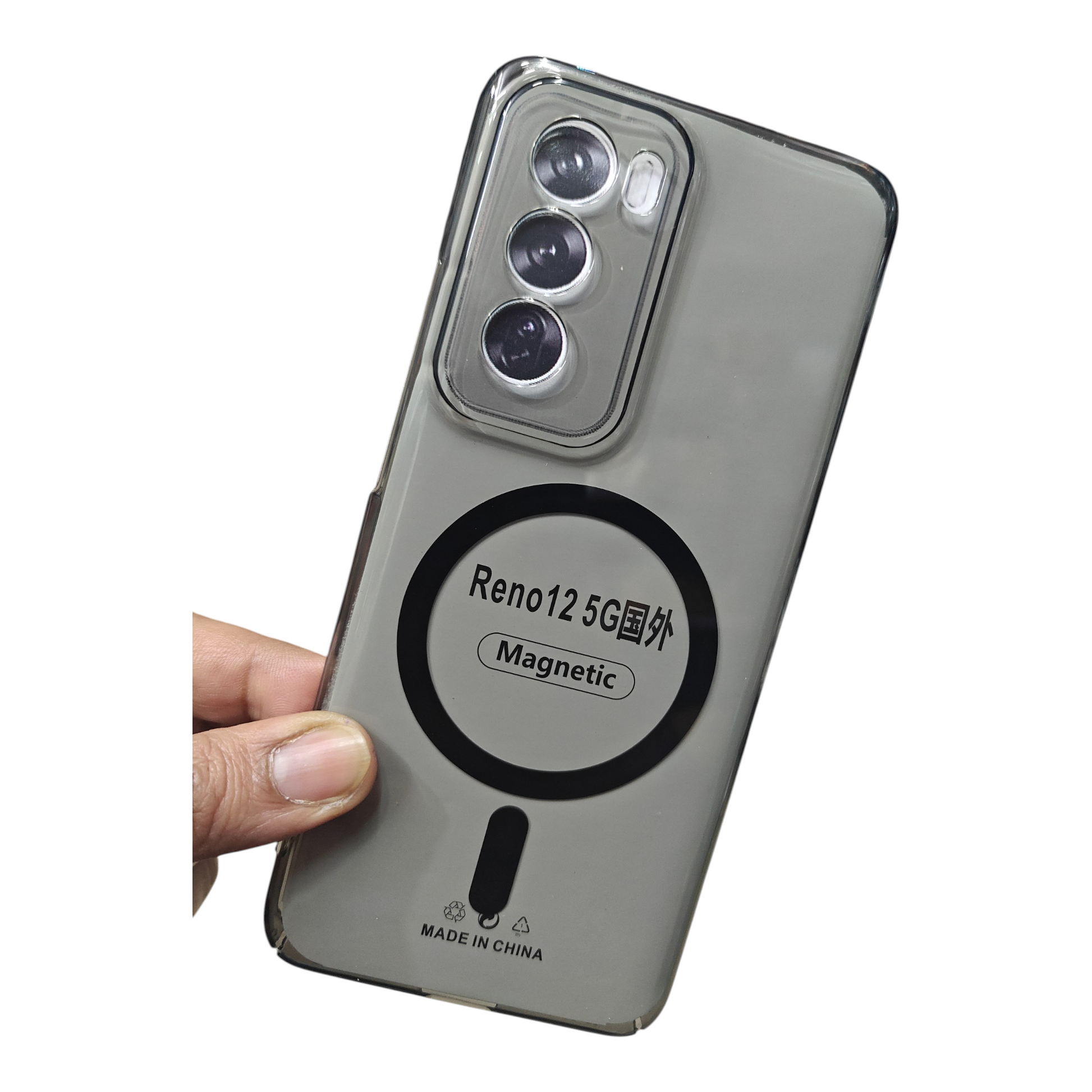 Oppo Reno 12 5G Anti Yellow Premium Quality Magsafe Crystal Clear Hard Plastic Back Cover Case - Royal Star