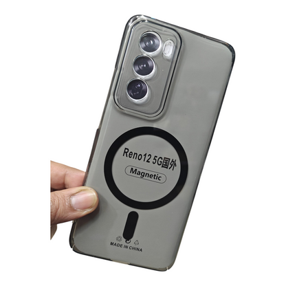 Oppo Reno 12 5G Anti Yellow Premium Quality Magsafe Crystal Clear Hard Plastic Back Cover Case - Royal Star