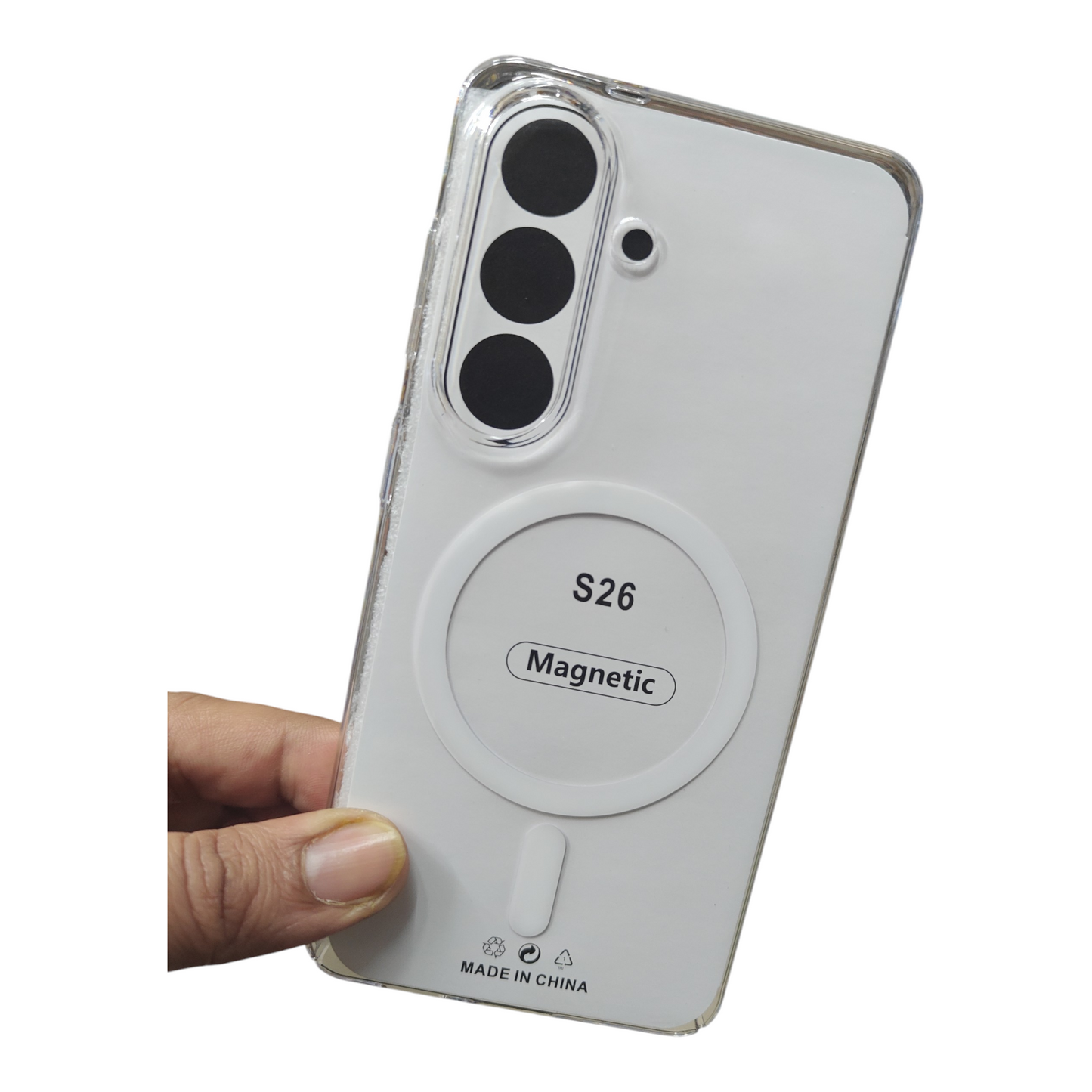 Samsung Galaxy S26 5G Anti Yellow Premium Quality Magsafe Crystal Clear Hard Plastic Back Cover Case - Royal Star