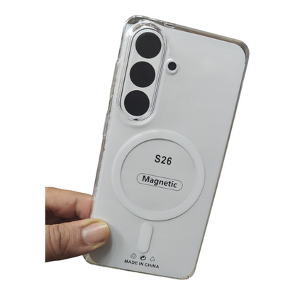 Samsung Galaxy S26 5G Anti Yellow Premium Quality Magsafe Crystal Clear Hard Plastic Back Cover Case - Royal Star