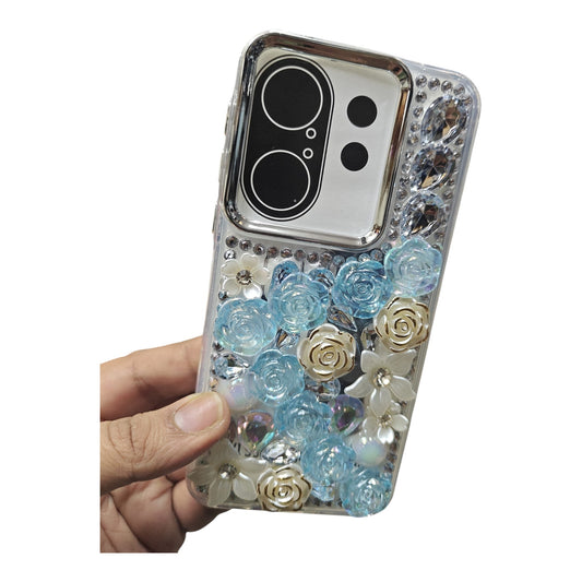 Vivo X200FE / X200FE 5G Girlish 3D Stone & Flower Back Cover Case