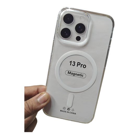 Apple iPhone 13 Pro Anti Yellow Premium Quality Magsafe Crystal Clear Hard Plastic Back Cover Case