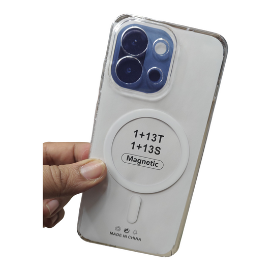 OnePlus 13s 5G / OnePlus 13T 5G Anti Yellow Premium Quality Magsafe Crystal Clear Hard Plastic Back Cover Case - Royal Star