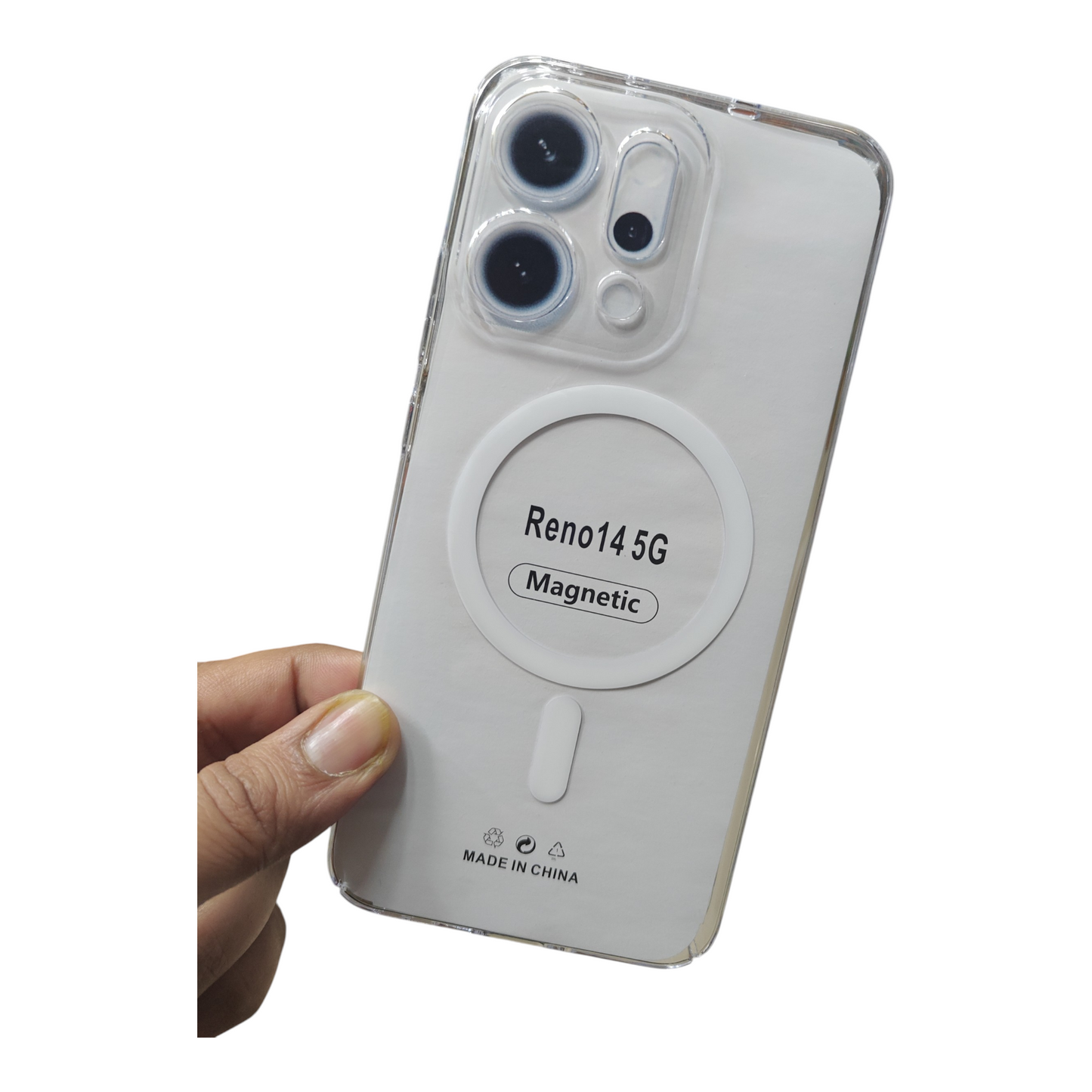 Oppo Reno 14 5G Anti Yellow Premium Quality Magsafe Crystal Clear Hard Plastic Back Cover Case - Royal Star