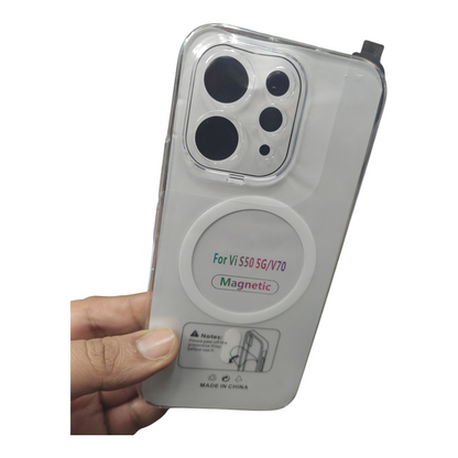 Vivo V70 5G Anti Yellow Premium Quality Magsafe Crystal Clear Hard Plastic Back Cover Case