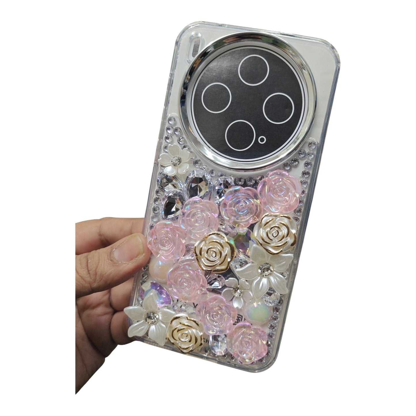 Vivo X300 5G Girlish 3D Stone & Flower Back Cover Case