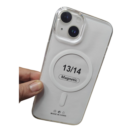 Apple iPhone 13 / iPhone 14 Anti Yellow Premium Quality Magsafe Crystal Clear Hard Plastic Back Cover Case