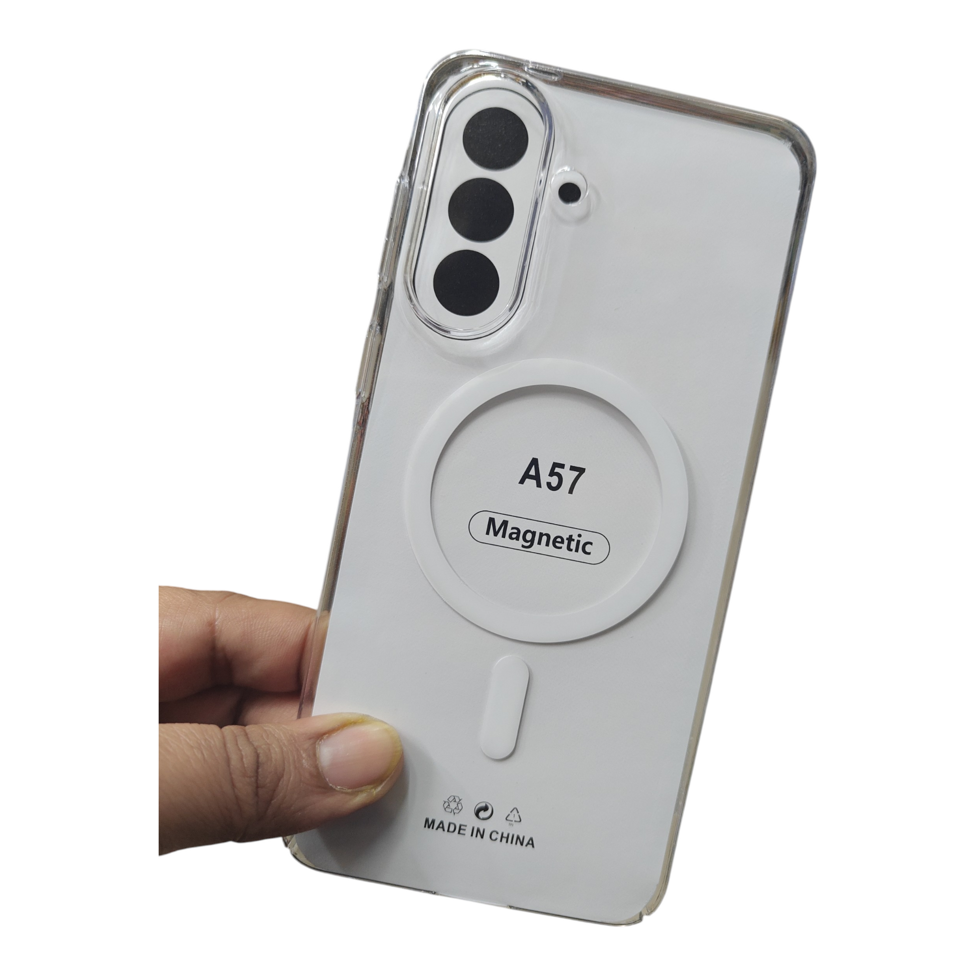 Samsung Galaxy A57 5G Anti Yellow Premium Quality Magsafe Crystal Clear Hard Plastic Back Cover Case - Royal Star