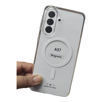 Samsung Galaxy A57 5G Anti Yellow Premium Quality Magsafe Crystal Clear Hard Plastic Back Cover Case - Royal Star