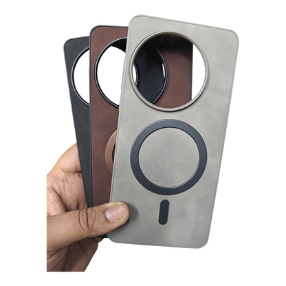 OnePlus 13 5G Magsafe Premium Quality Leather ( Side Soft, Back Hard ) Back Cover Case