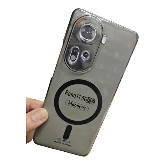 Oppo Reno 11 5G Anti Yellow Premium Quality Magsafe Crystal Clear Hard Plastic Back Cover Case - Royal Star