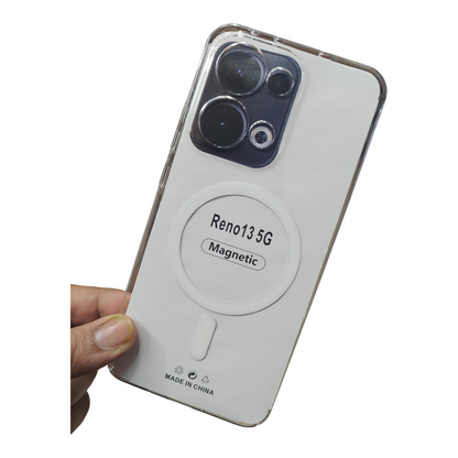 Oppo Reno 13 5G Anti Yellow Premium Quality Magsafe Crystal Clear Hard Plastic Back Cover Case - Royal Star