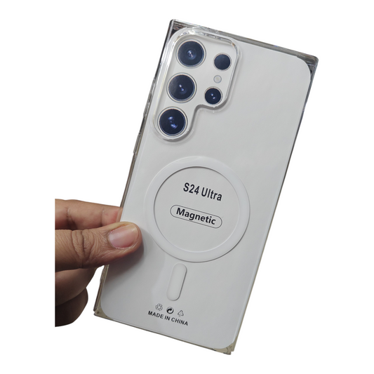 Samsung Galaxy S24 Ultra 5G Anti Yellow Premium Quality Magsafe Crystal Clear Hard Plastic Back Cover Case