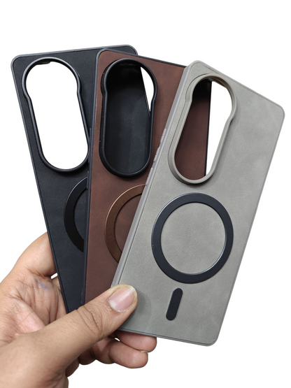 Vivo V40 / Vivo V40 Pro / T3 Ultra 5G Magsafe Premium Quality Leather ( Side Soft, Back Hard ) Back Cover Case - Royal Star