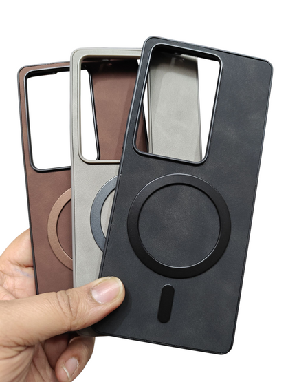 Vivo V29 / Vivo V29 Pro 5G Magsafe Premium Quality Leather ( Side Soft, Back Hard ) Back Cover Case - Royal Star