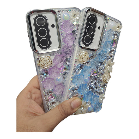 Samsung Galaxy A27 5G / M47 5G Girlish 3D Stone & Flower Back Cover Case