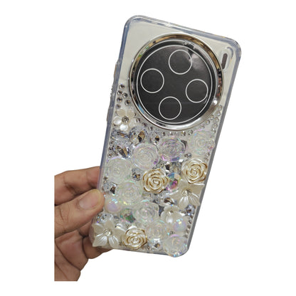 Vivo X200 5G Girlish 3D Stone & Flower Back Cover Case