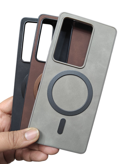 Vivo V27 & Vivo V27 Pro Magsafe Premium Quality Leather ( Side Soft, Back Hard ) Back Cover Case - Royal Star