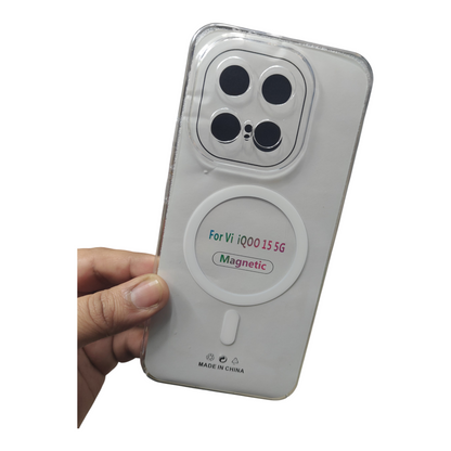 iQOO 15 5G Anti Yellow Premium Quality Magsafe Crystal Clear Hard Plastic Back Cover Case